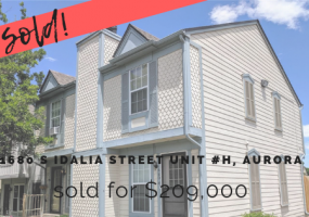 1680 S Idalia Street Unit #H, Aurora, Arapahoe, Colorado, United States 80017, 2 Bedrooms Bedrooms, ,1 BathroomBathrooms,Townhome,Sold!,S Idalia Street Unit #H,9674834